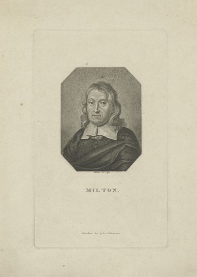 Retrato do poeta John Milton 1608-1674, ca 1818-1821. de Carl Traugott Riedel