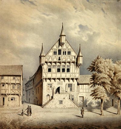 Câmara Municipal de Fritzlar (aguarela sobre papel) de Carl W.E. Fink