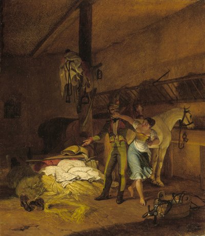 Um chevauxleger flerta com uma empregada de Carl Wilhelm Freiherr von Heideck