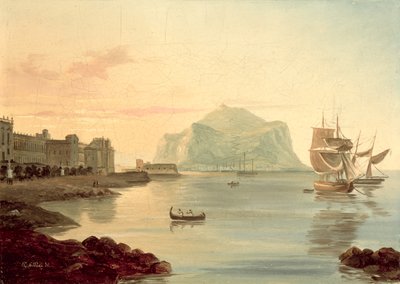 Porto de Palermo com o Monte Pellegrino, 1831 de Carl Wilhelm Goetzloff