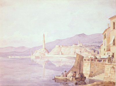 O porto em Gênova, 1835 de Carl Wilhelm Goetzloff