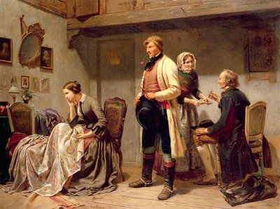 Um brinde ao casal de noivos (óleo) de Carl Wilhelm Huebner