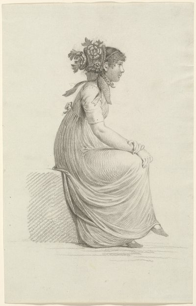 Uma jovem sentada usando um chapéu da moda de Carl Wilhelm Kolbe