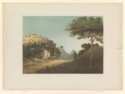 Vista de uma paisagem em Gunung Sewu Goênoeng-Sèwoe (título no objeto) de Carl Wilhelm Mieling (possibly)