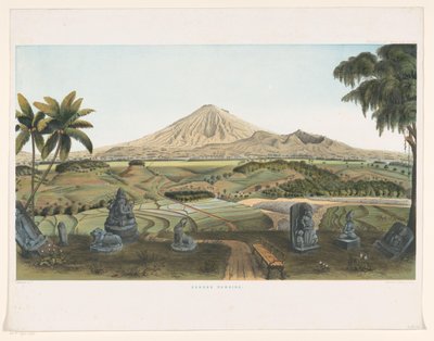 Submersão de Vulcões em Java Gunong Sumbing (título no objeto) Atlas para trabalhar Java (título da série no objeto) Atlas de placas contendo onze vistas pitorescas, pertencentes à obra Java, sua forma, sua vegetação e construção interior (título da série de Carl Wilhelm Mieling (possibly)