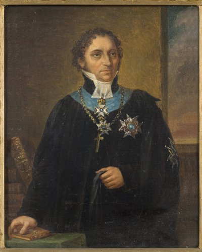 Retrato de Johan Olof Wallin (1779-1839), de Nordgren, Carl Wilhelm (1804-1857). Óleo sobre tela. Dimensões: 18x15cm. Museu Nacional Estocolmo de Carl Wilhelm Nordgren