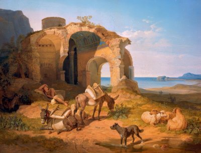 Paisagem com a ruína de uma igreja bizantina de Carl Wilhelm von Heideck