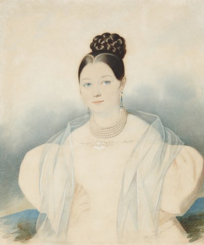Retrato da condessa Ekaterina Alexandrovna Zubova, née Obolenskaya 1811-1843, 1830s. de Carl von Hampeln
