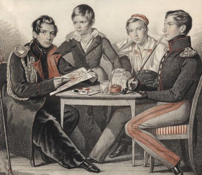 Retrato dos irmãos Konovnitsyn, 1825. de Carl von Hampeln