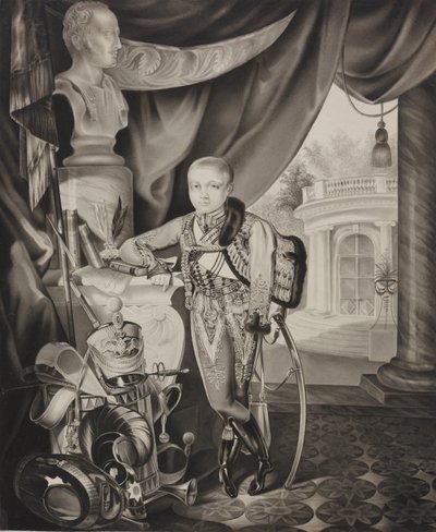 Retrato do príncipe herdeiro Alexander Nikolayevich 1818-1881, 1827. de Carl von Hampeln