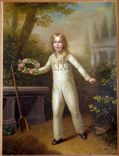 Retrato do Menino Aiglon (1811-1832) Rei de Roma Napoleão II, Duque de Reichstadt, filho do Imperador Napoleão I por volta dos oito anos de idade. Pintura de Carl Sales (1791-1870) (ec.autr.) Viena do século XIX, Museu Kunsthistorische de Carl von Sales