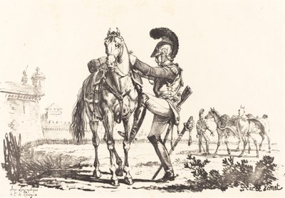 Carabinier montando um cavalo de Carle Vernet