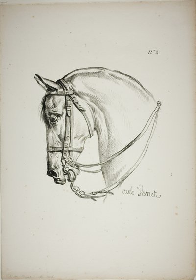Pormenor da cabeça de cavalo, ampliada para o triplo, Guarda Real normanda, n.º 2 de Carle Vernet