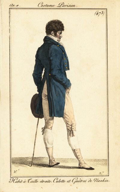 Dandy francês em fraque com cintura estreita, Paris de Carle Vernet