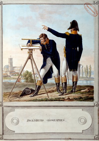 Geógrafos da Escola Politécnica. Período da campanha (expedição) do Egito (1798-1801). Gravura de Antoine Dit Carle Vernet (1758-1836) de Carle Vernet