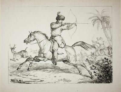Arqueiros Kalmouk Caçando Cervos de Carle Vernet