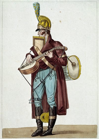 Monsieur Ut la si, orquestra de teatros burgueses (músico de rua) (Ilustração de Carle Vernet