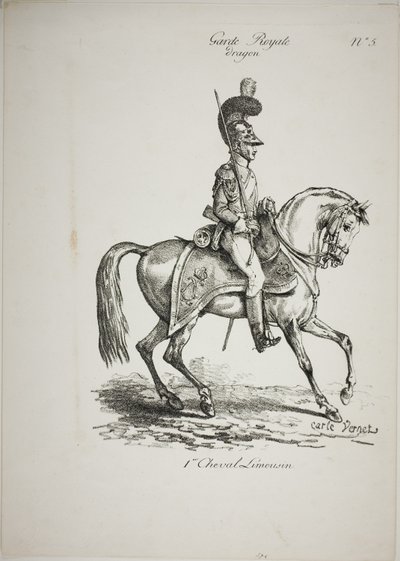 Guarda Real, Dragão Montado Norman e Cavalo, No. 5, Primeiro Cavalo de Limoges de Carle Vernet
