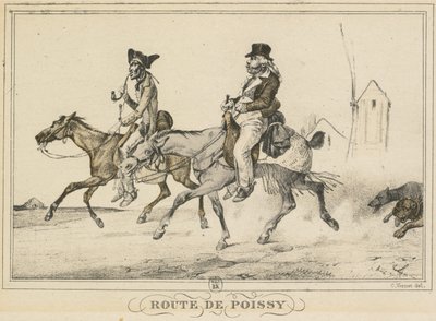 Cenas da vida cotidiana, estradas e caminhos: Road to Poissy de Carle Vernet