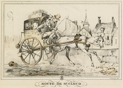 Cenas da vida cotidiana, estradas e caminhos: Road to Saint-Cloud de Carle Vernet