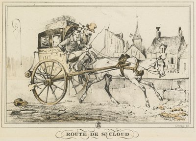 Cenas da vida cotidiana, estradas e caminhos: Road to Saint-Cloud..., 1816. de Carle Vernet