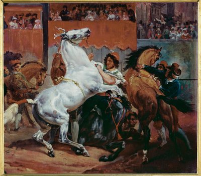 O início da corrida de cavalos (óleo sobre tela) de Carle Vernet
