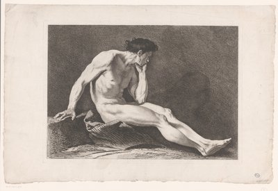 Estudo Acadêmico de Nus Masculinos Sentados Seis estudos acadêmicos (título da série) Seis figuras academiques (título da série) de Carle van Loo