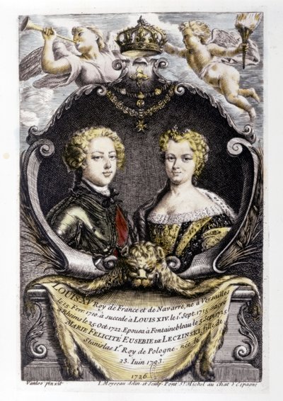 LOUIS XV e LECSINSKA Marie: Louis XV (15 anos) e Marie Lecsinska (22 anos)... de Carle van Loo