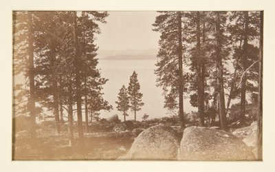 Quatro Cenas Ferroviárias e Quatro Vistas do Lago Tahoe: O Lago Tahoe de Warm Springs de Carleton E. Watkins