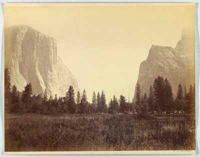 Subindo o vale do pé da Trilha Mariposa, Yosemite, no. 9 de Carleton E. Watkins