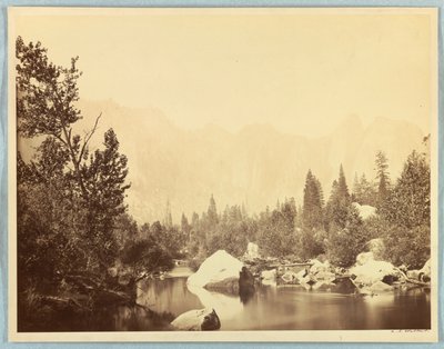 Vista no rio Merced, Yosemite de Carleton E. Watkins