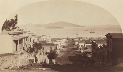 Ilha de Alcatraz e Baía de São Francisco, olhando para o norte, década de 1880. de Carleton Emmons Watkins