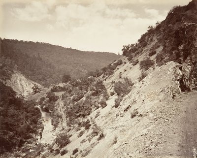 Sulphur Creek e Road to Geysers, 1868-70, impresso ca. 1876. de Carleton Emmons Watkins
