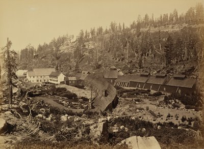 Estação do cume com extremidade oeste do túnel, C.P.R.R. de Carleton Watkins