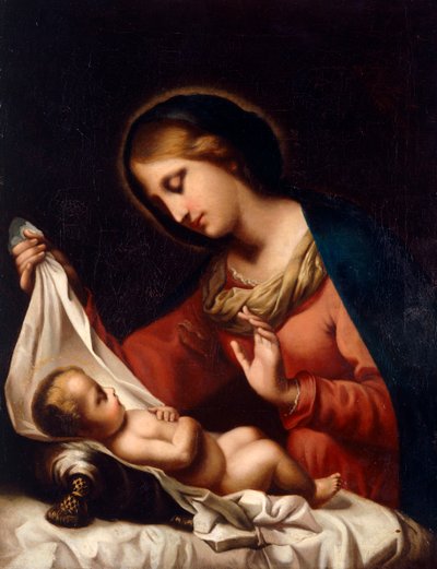 Madonna e Criança (óleo sobre tela) de Carlo (after) Dolci