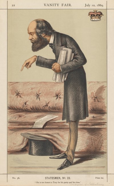 Vanity Fair: Statesman, No. 23 Ele é um Tory honesto demais para seu partido e época, 1869. de Carlo