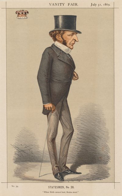 Vanity Fair: Statesman No. 26 Quando o nascimento não pode liderar, o cérebro deve., 1869. de Carlo