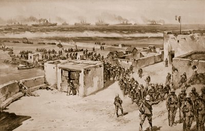 Tropas italianas aterrissam após o bombardeio de Bengasi de Carlo Ademollo