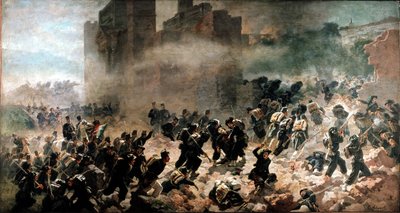 La breche de la Porta Pia, Roma (20 de Setembro de 1870) - Pintura de Carlo Ademollo (1825-1911), óleo sobre tela. Milão, Museu do Risorgimento de Carlo Ademollo
