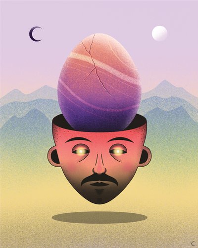 A altura certa para meditar, 2020 (ilustração digital) de Carlo Alberto Giardina