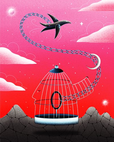 A pensar na liberdade, 2020 (ilustração digital) de Carlo Alberto Giardina