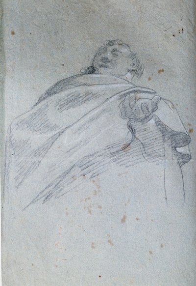 Busto do homem drapeado Desenho a tinta e lavagem por Carlo Bononi (1569-1632) Paris do século XVII. Museu do Louvre de Carlo Bononi