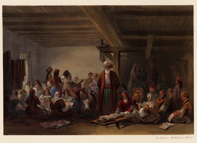 Escola para Crianças dos Tártaros da Crimeia, 1856 de Carlo Bossoli