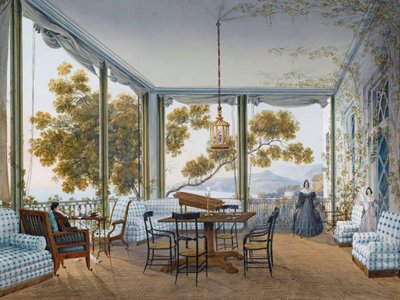 Interior no Palácio Naryshkin de Miskhor, 1841-1842. de Carlo Bossoli