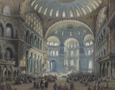 Interior da Hagia Sophia em Constantinopla de Carlo Bossoli