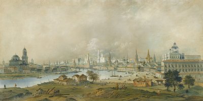 Vista do Kremlin de Moscou da ponte Ustinsky de Carlo Bossoli