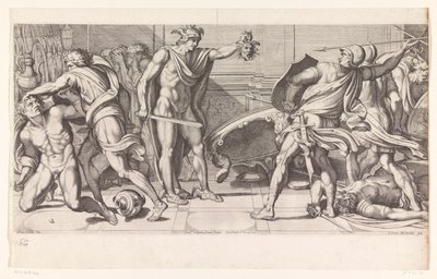 Phineus e os seus seguidores transformaram-se em pedra
Pinturas no Palazzo Farnese em Roma (título da série)
Galeria nel Palazzo Farnese in Roma (título da série) de Carlo Cesio