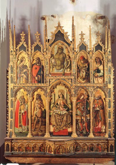 Madonna e criança com santos, polyptych (tempera no painel) de Carlo Crivelli