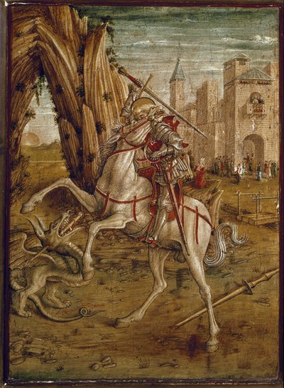 São Jorge Matando o Dragão (Predelle de Pala Odoni) - Tempera sobre madeira, depois de 1490 de Carlo Crivelli
