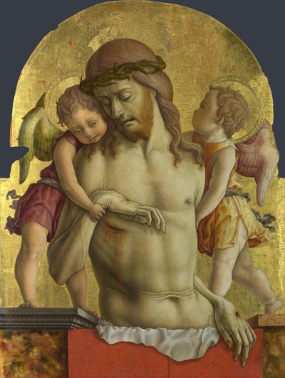 O Cristo morto apoiado por dois anjos de Carlo Crivelli
